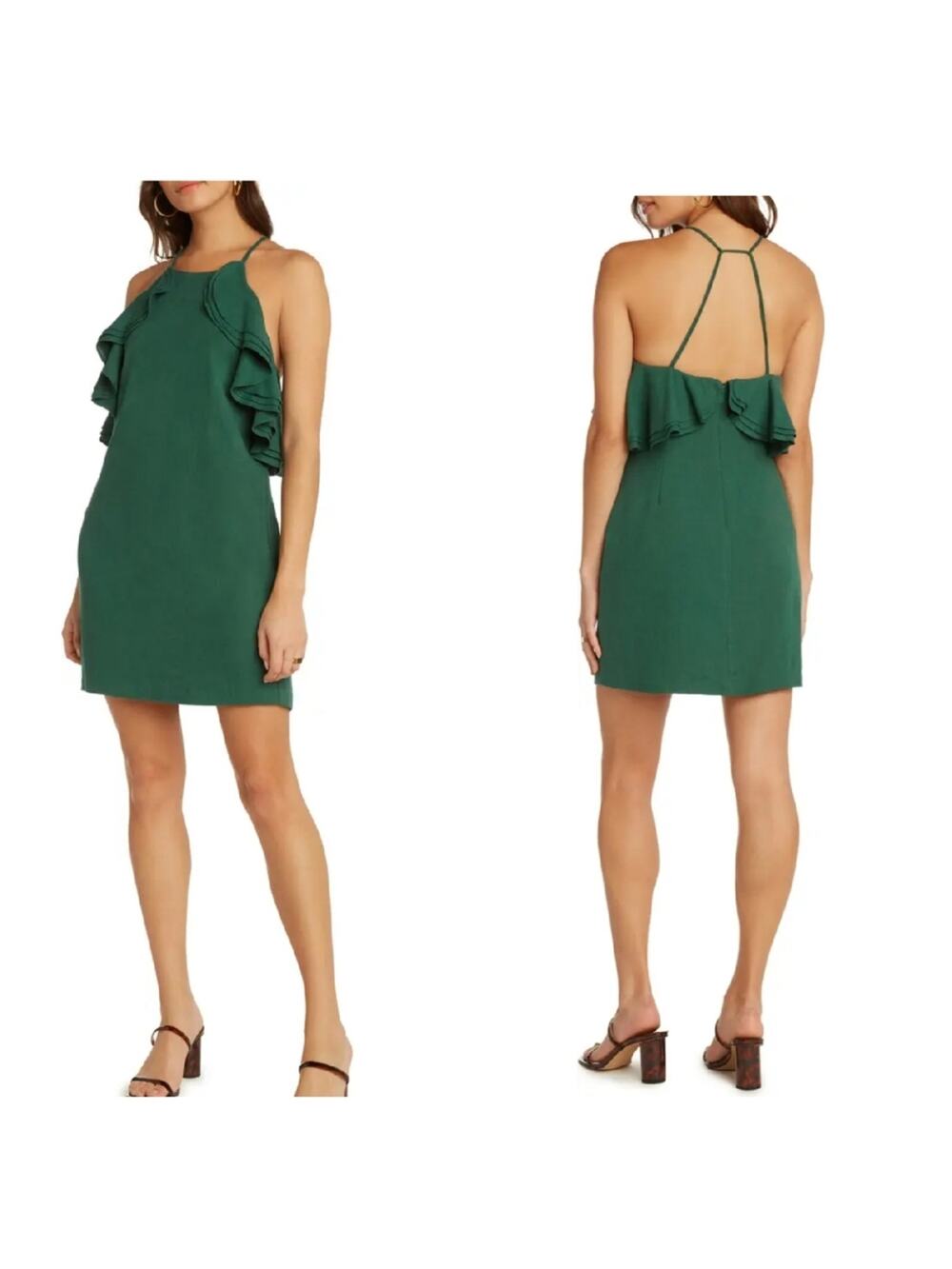 Willow women's ojai basil dress Sz M ruffle trim sundress lined A42